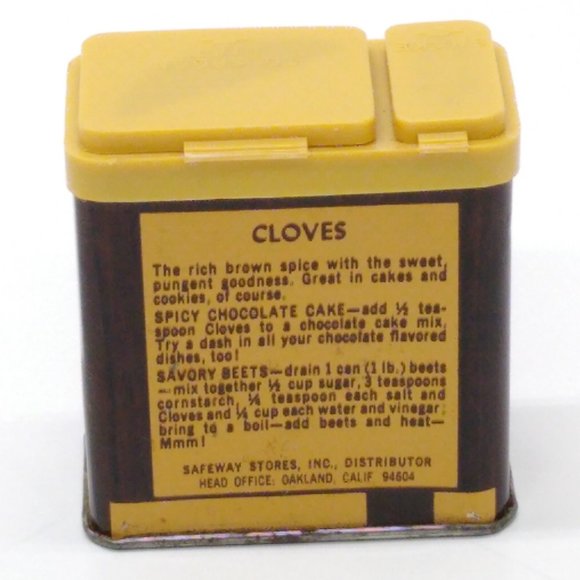 Crown Colony Cloves Ground Spice Tin Safeway Stores 1975 Kitchen Decor Vintage - Picture 2 of 6